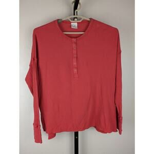 Offline by Aerie Drop Shoulder Thermal Waffle Knit Henley Shirt orange